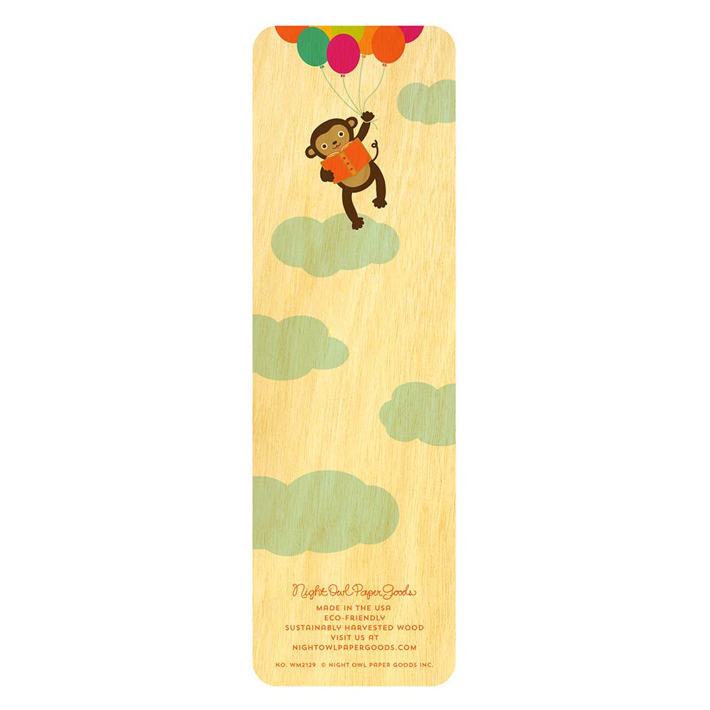 Reading Monkey Wood Bookmark