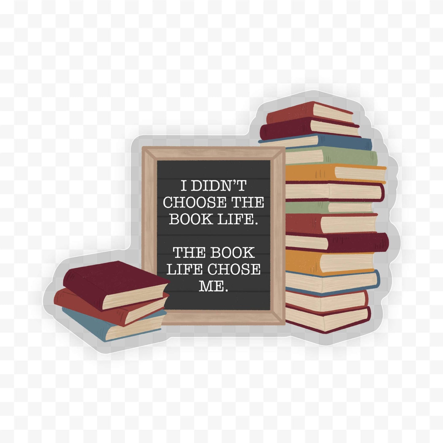 The Book Life Bookstack Clear Vinyl Sticker | Waterproof