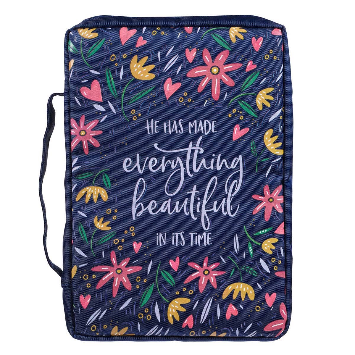 Bible Cover Value Navy/Floral Printed Everything Beautiful