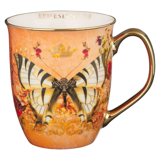 Mug Orange/White Butterfly Grace Eph. 2:8