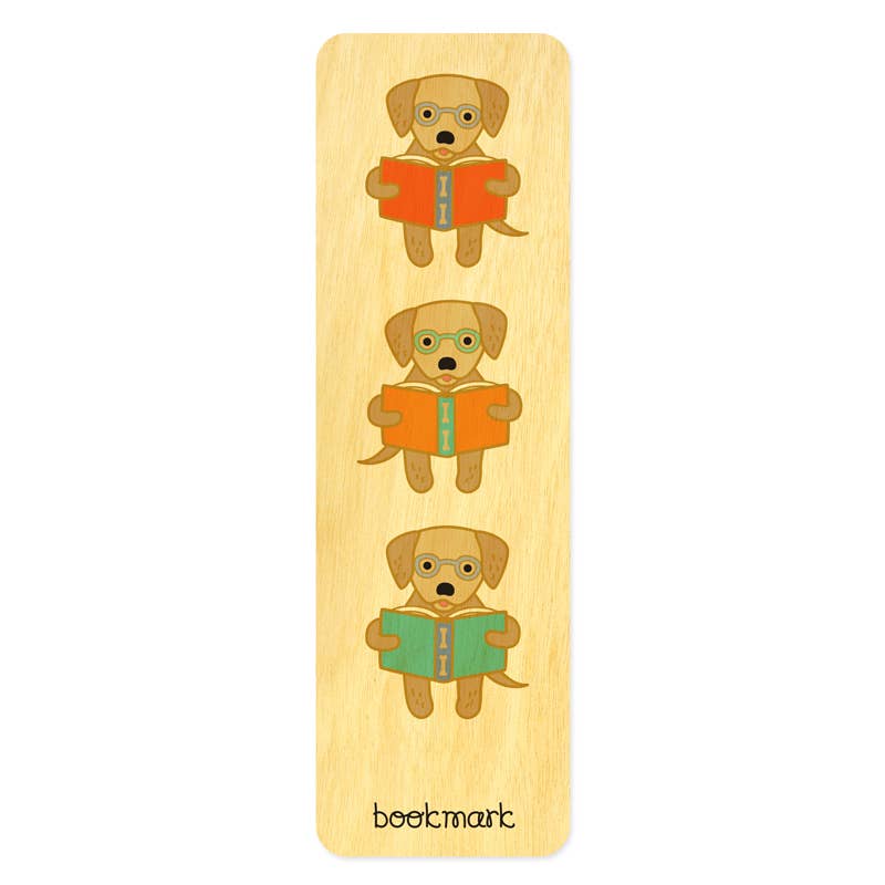 Reading Retriever Wood Bookmark