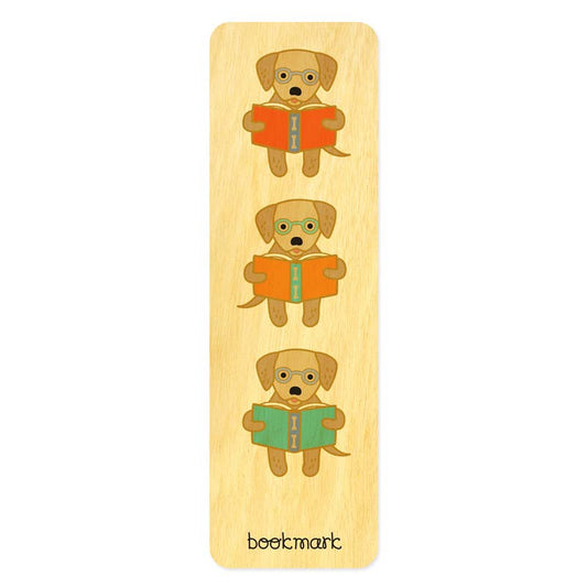 Reading Retriever Wood Bookmark
