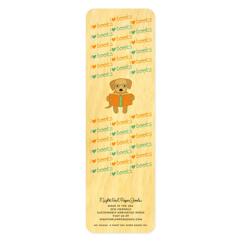 Reading Retriever Wood Bookmark