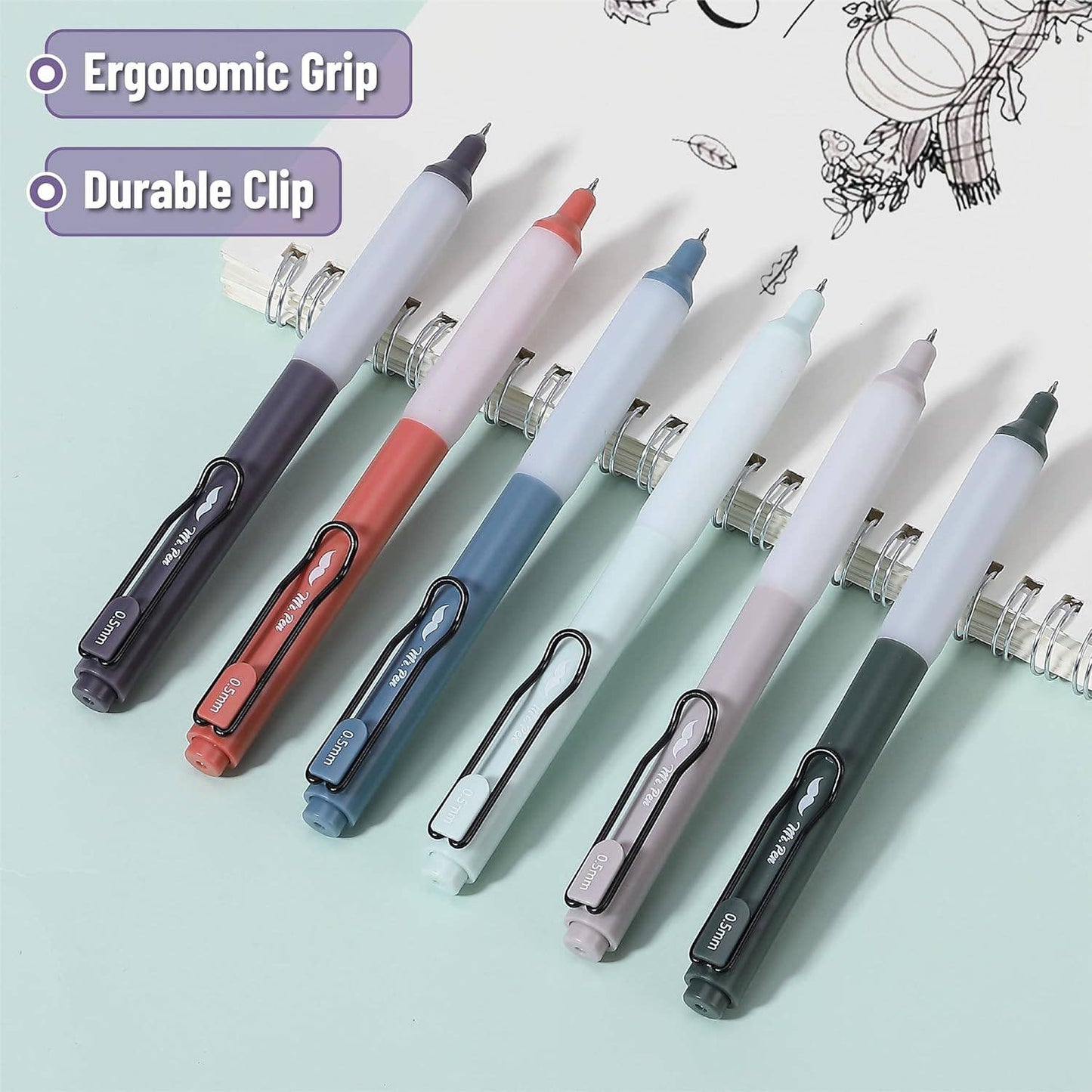 Mr. Pen Black Gel Pens, 6-Pack - Retractable