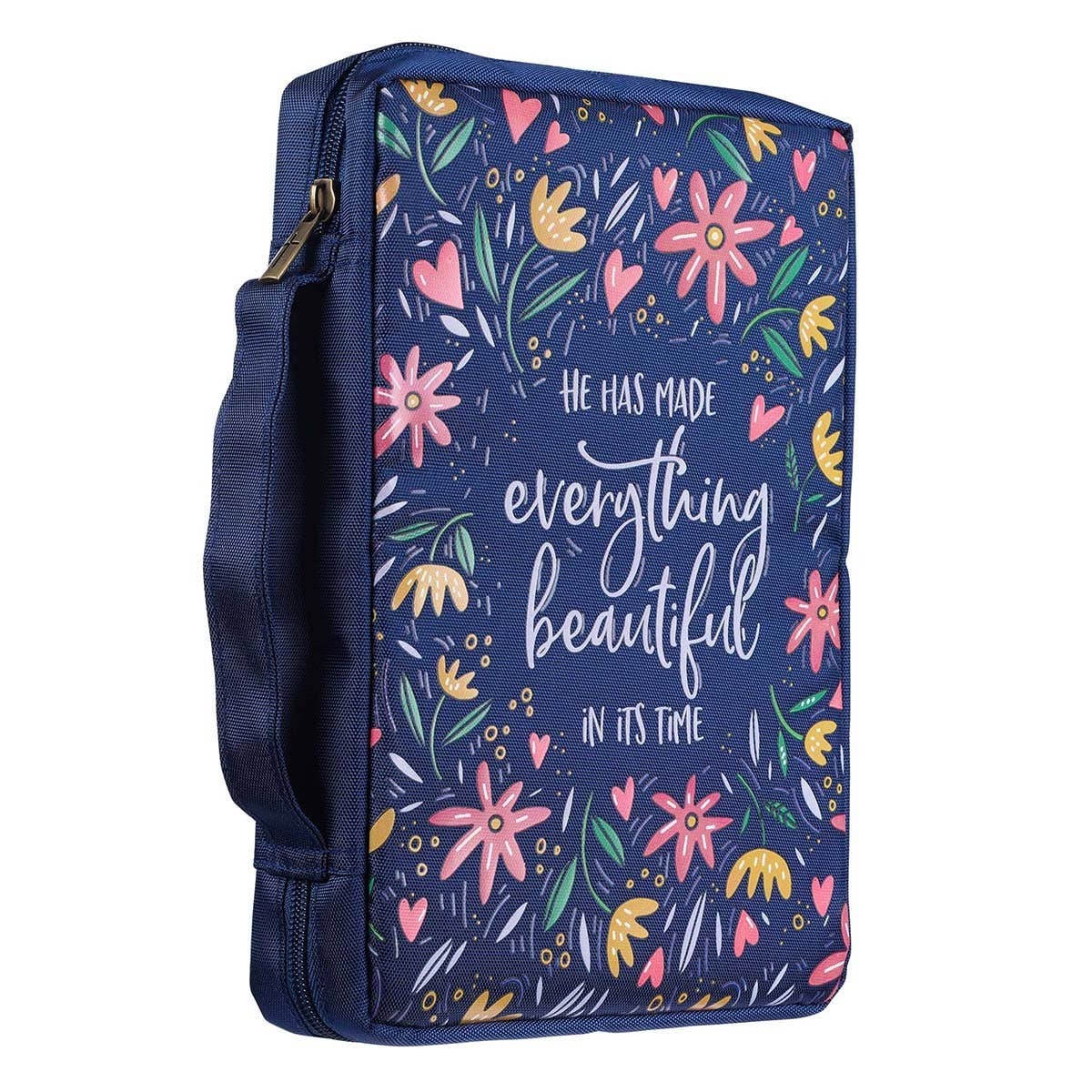 Bible Cover Value Navy/Floral Printed Everything Beautiful