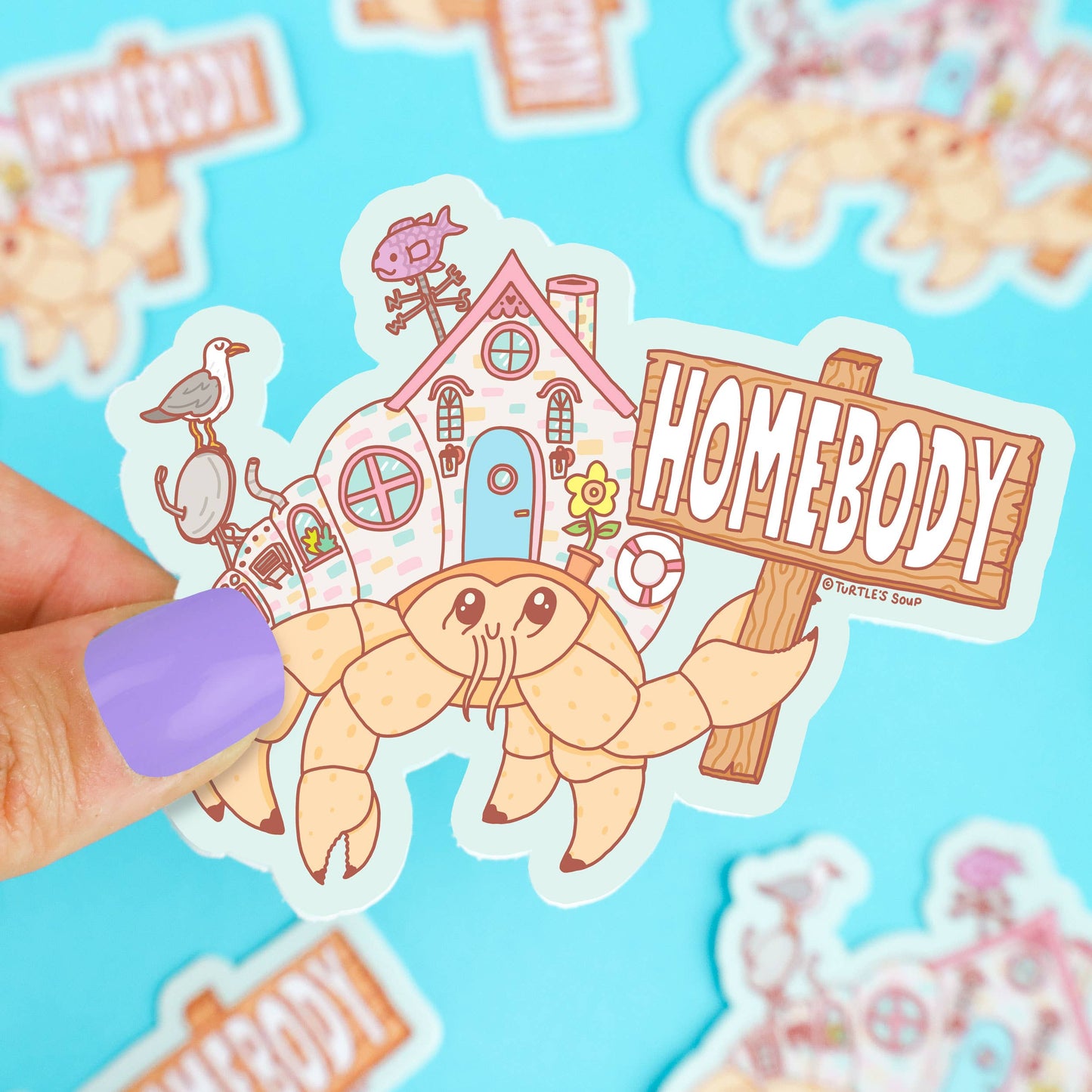 Introvert Homebody Anti Social Hermit Crab Vinyl Sticker