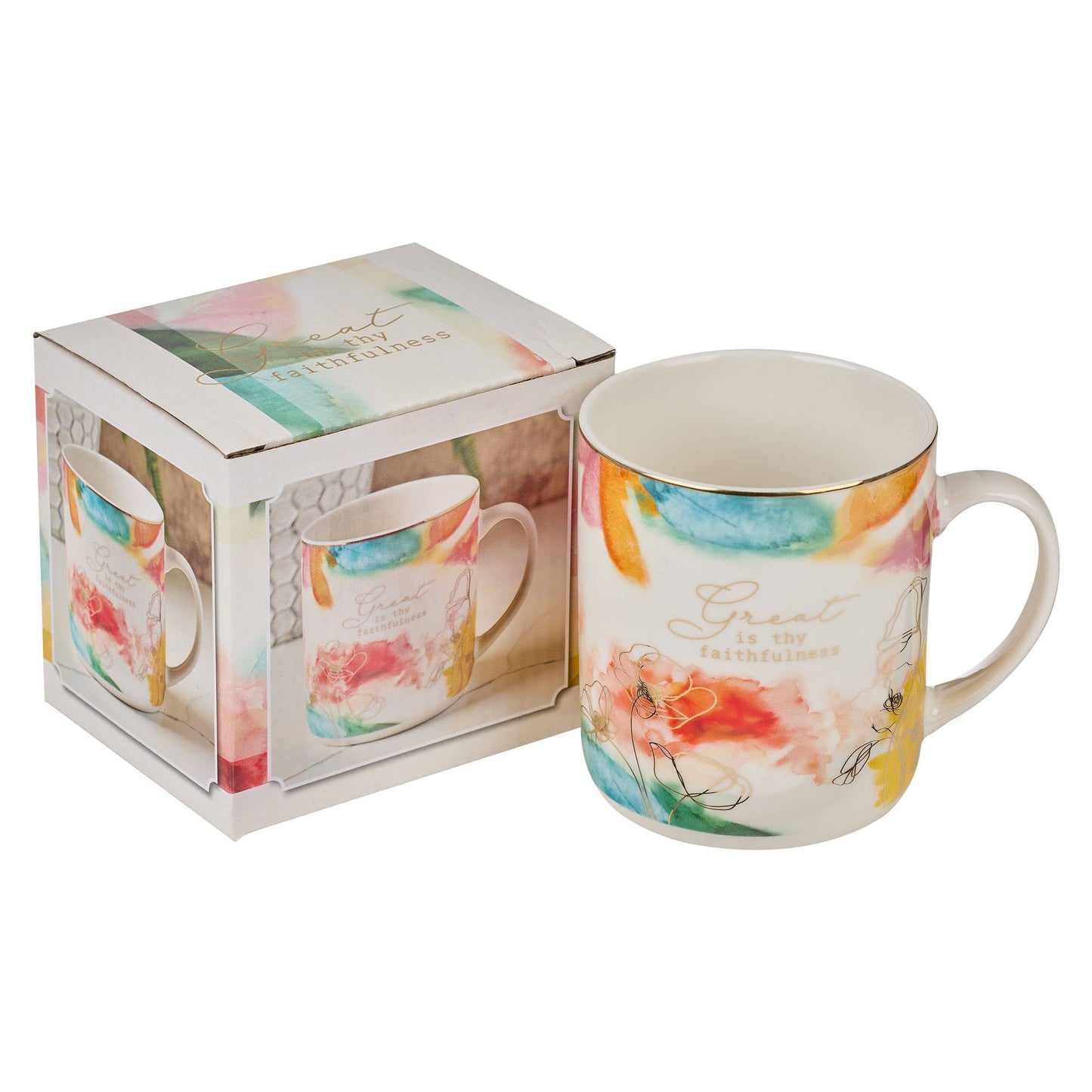 Mug White/White Floral Great Is Thy Faithfulness