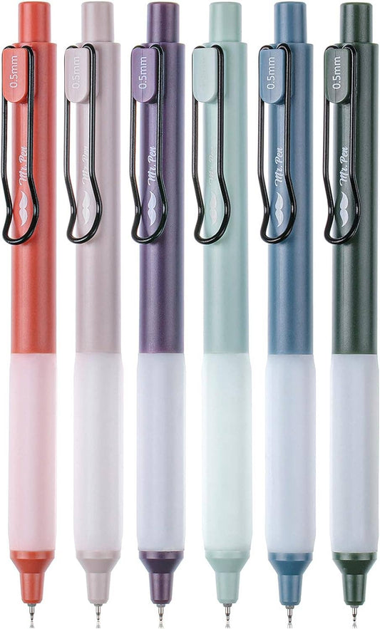 Mr. Pen Black Gel Pens, 6-Pack - Retractable