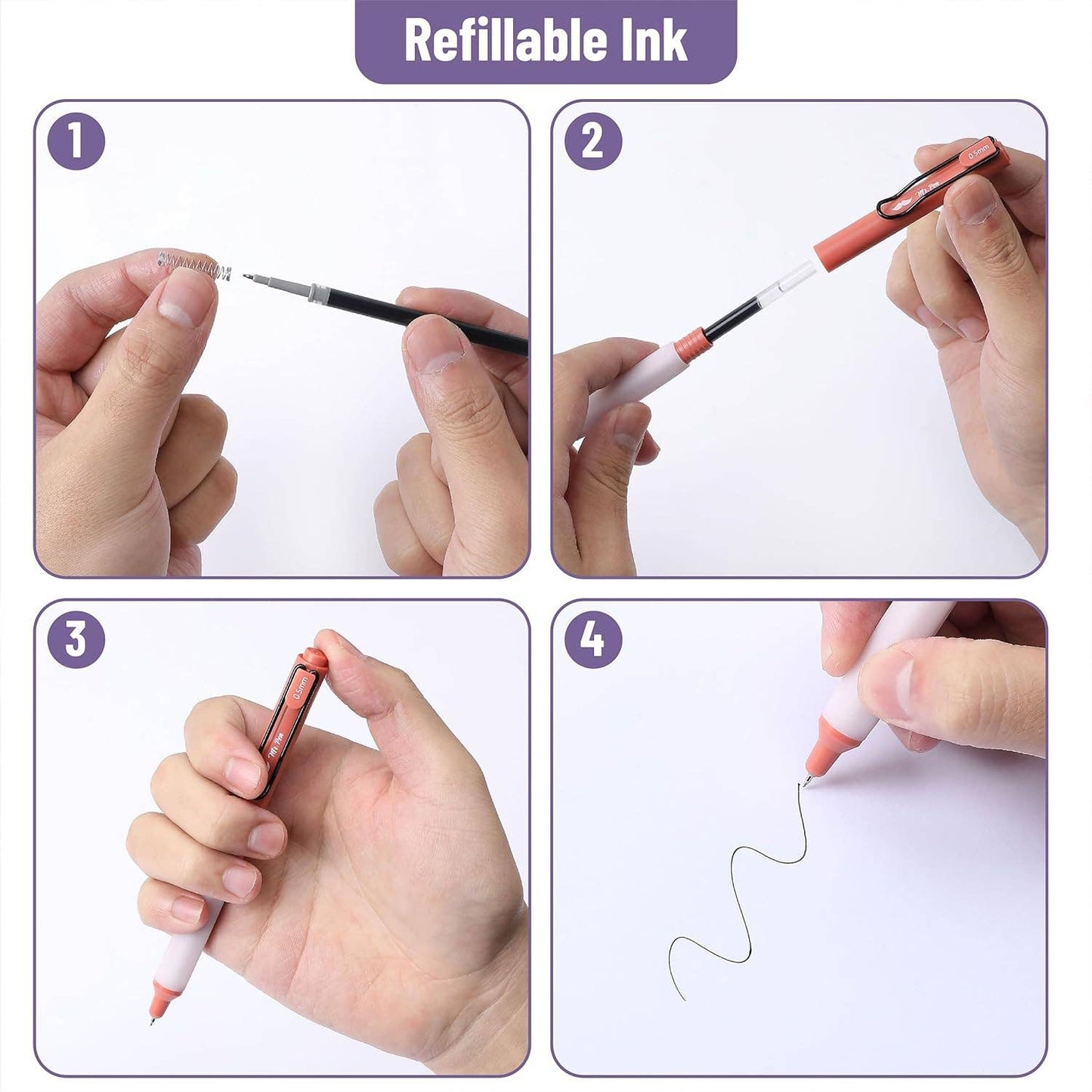 Mr. Pen Black Gel Pens, 6-Pack - Retractable