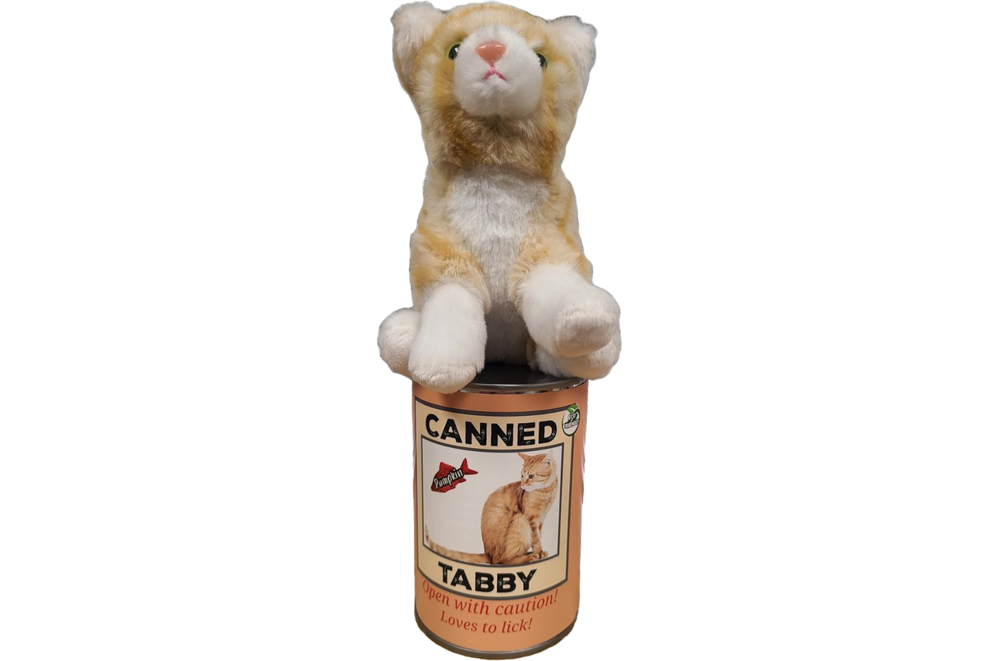 Canned Orange Tabby Cat | Stuffed Animal Cat Plush w/Jokes