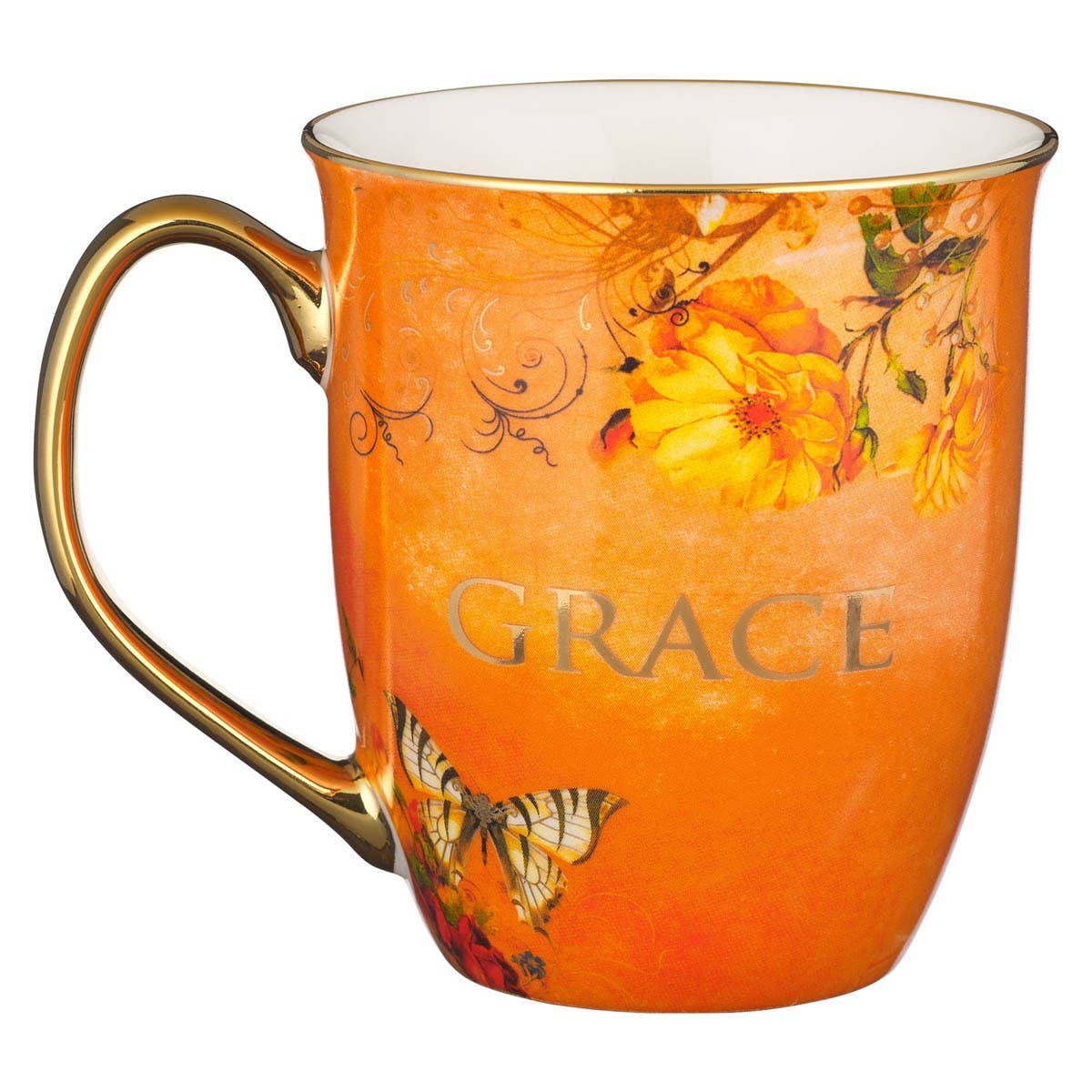 Mug Orange/White Butterfly Grace Eph. 2:8