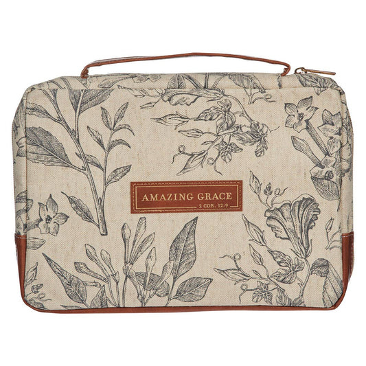 Bible Cover Fashion Cream/Brown Floral Amazing Grace