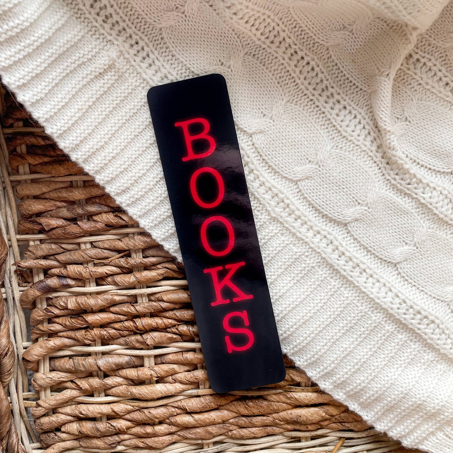 BOOKS Red Neon Sign 2x8 Bookmark | Glossy
