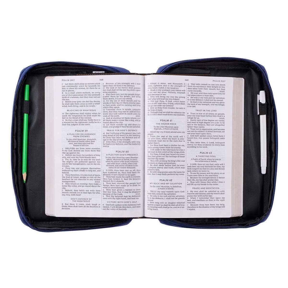 Bible Cover Value Navy/Floral Printed Everything Beautiful