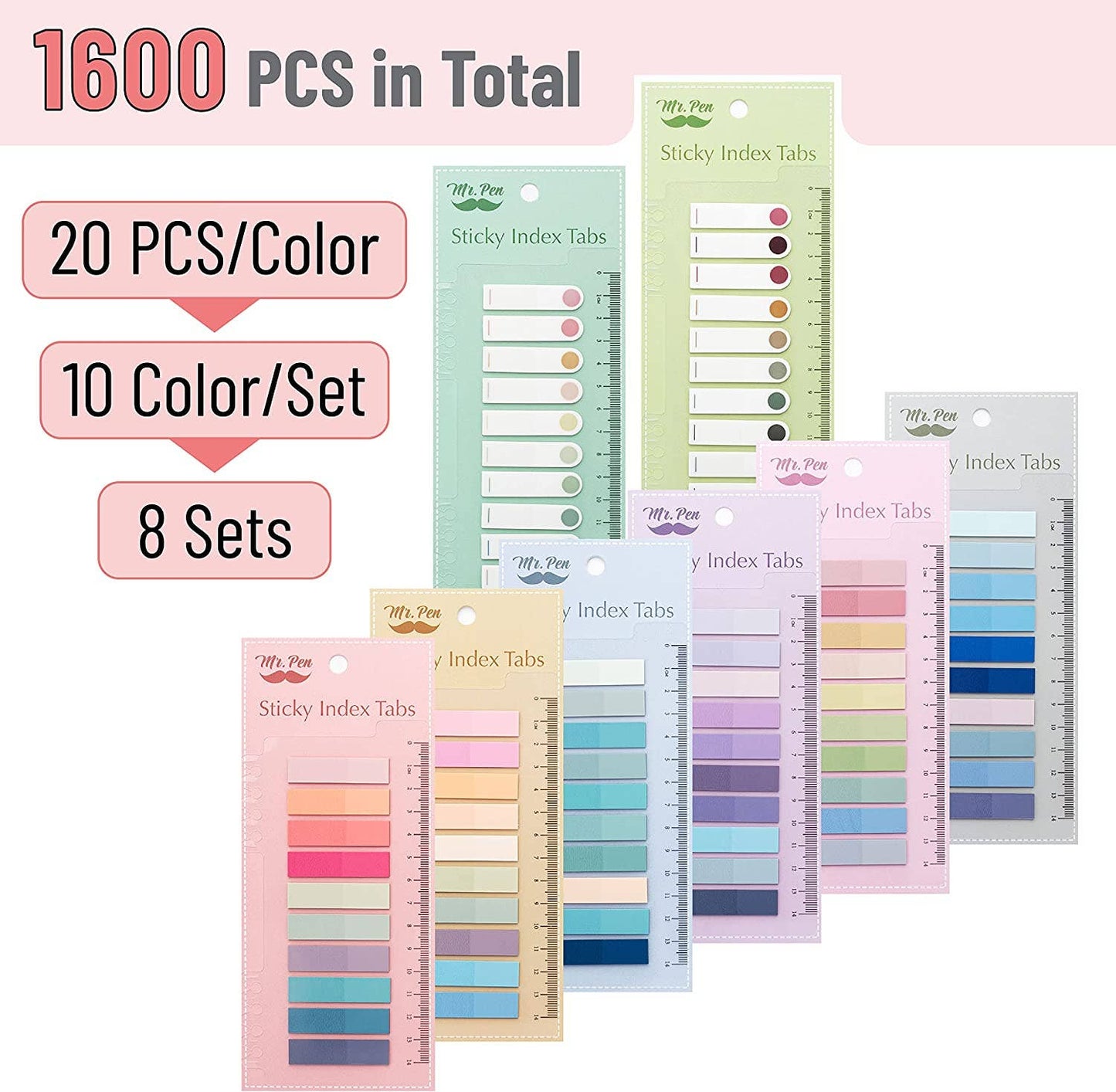 Mr. Pen Colorful Sticky Tabs - 1600 Count
