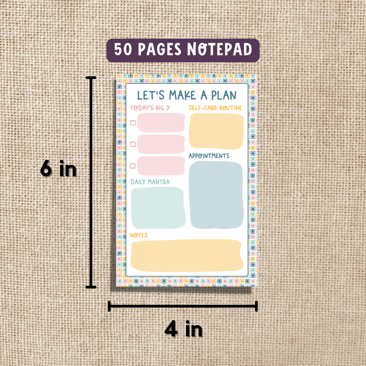 Let’s Make a Plan Daily Planner Notepad - 4x6"