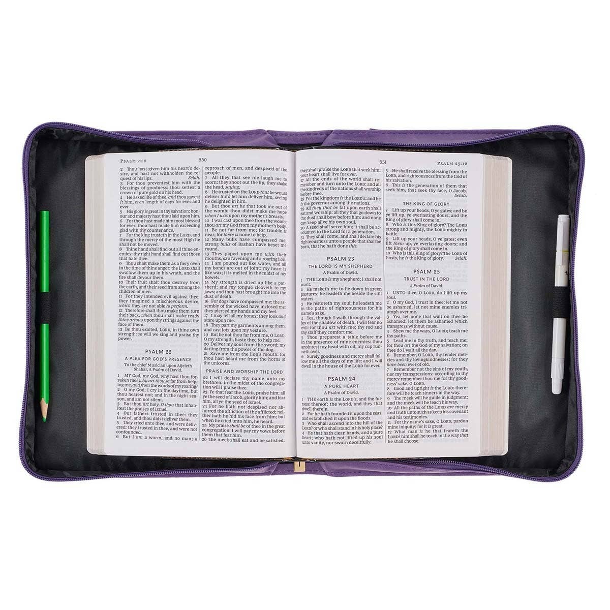 Bible Cover Fashion Purple Strength & Dignity Prov. 31:25
