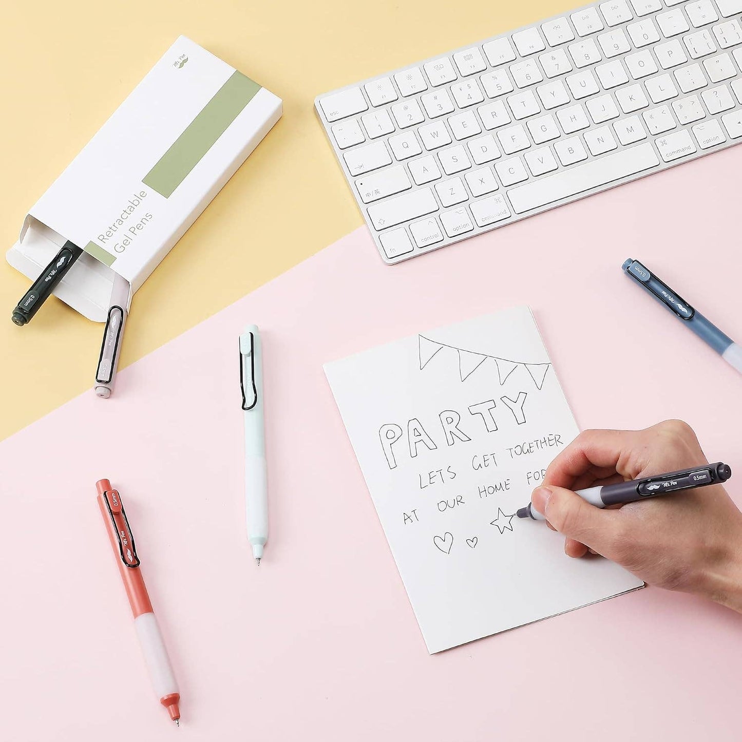 Mr. Pen Black Gel Pens, 6-Pack - Retractable