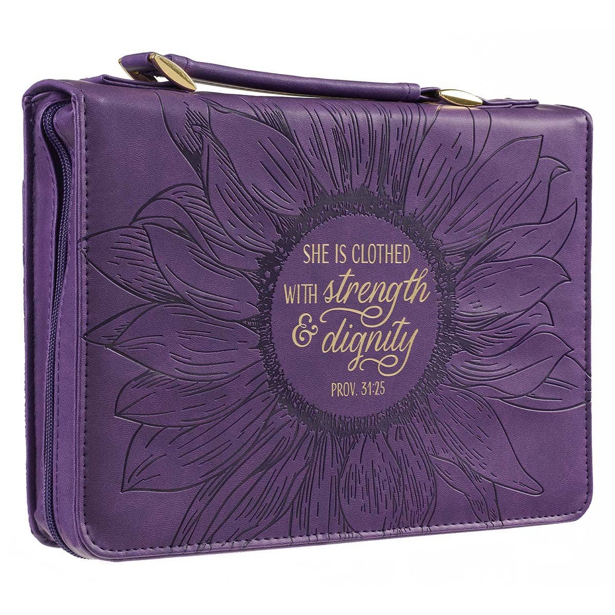 Bible Cover Fashion Purple Strength & Dignity Prov. 31:25