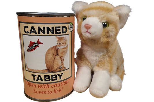 Canned Orange Tabby Cat | Stuffed Animal Cat Plush w/Jokes
